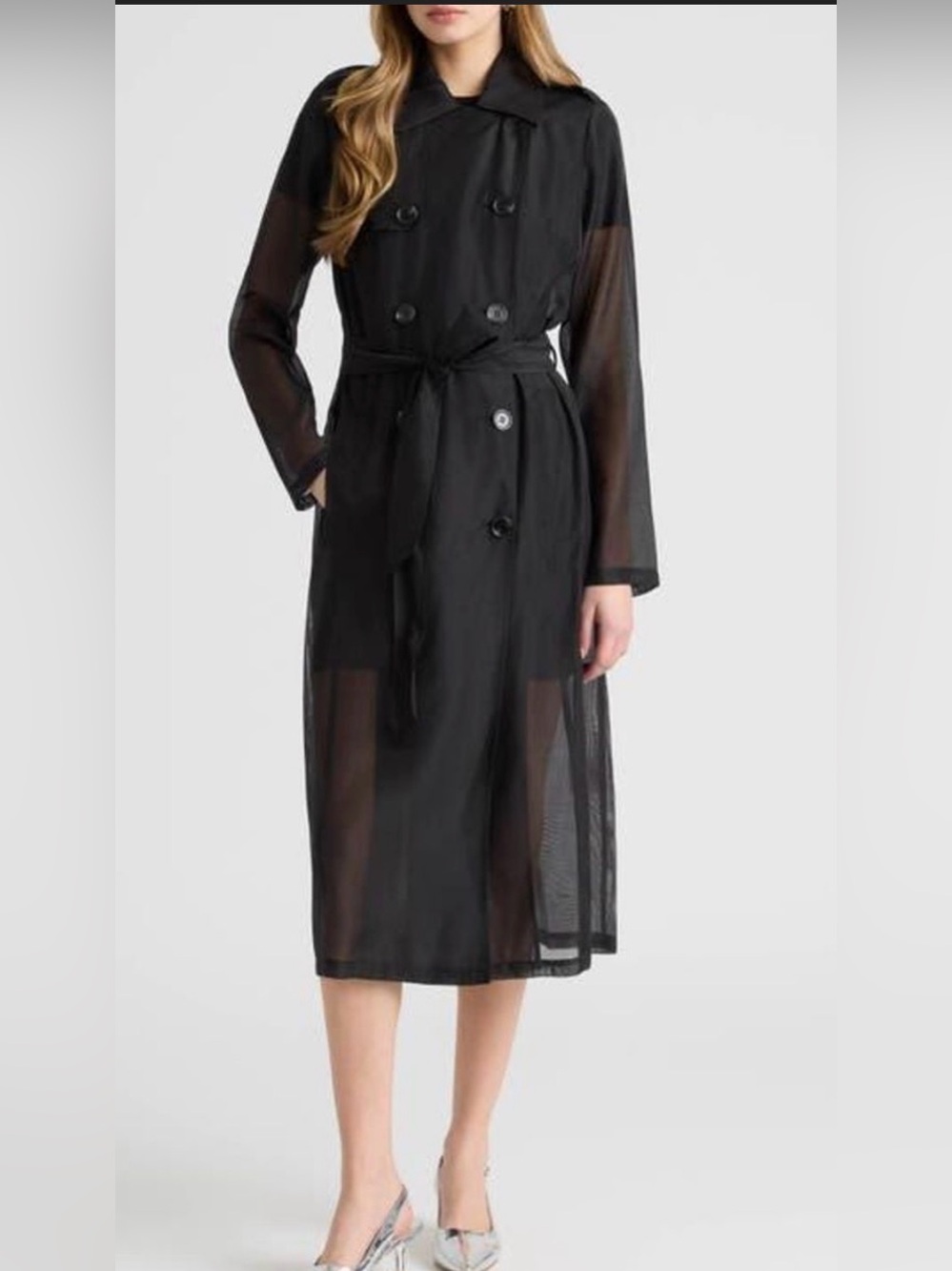 NVLT Sheer Trench Coat, size medium, NWT